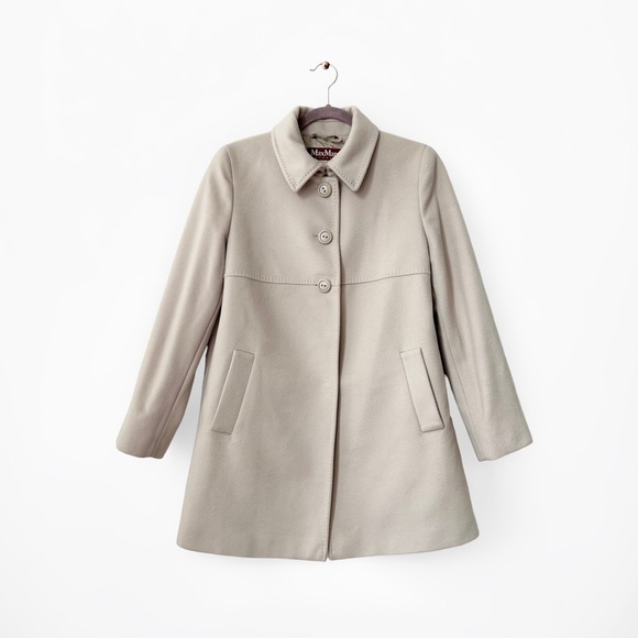 MaxMara Beige Button Front Wool Coat - Picture 1 of 9